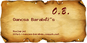 Oancsa Barabás névjegykártya